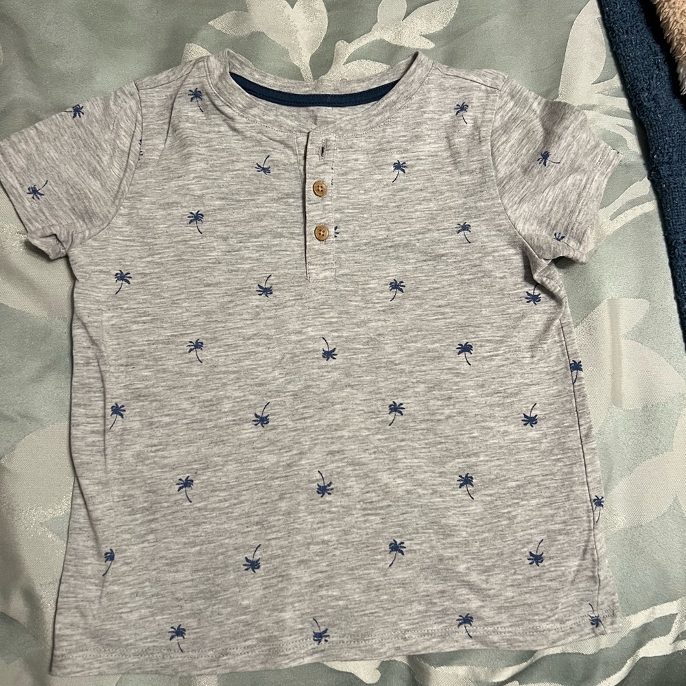 True Craft  4T Gray Palm Print Henley Tee boys